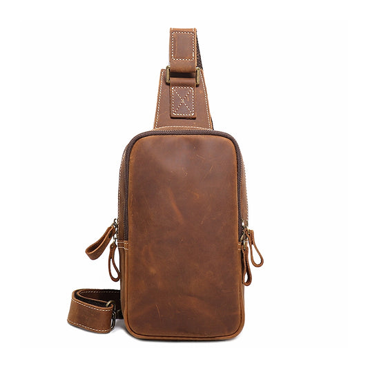 Retro Elegance Crazy Horse Leather Sling Bag