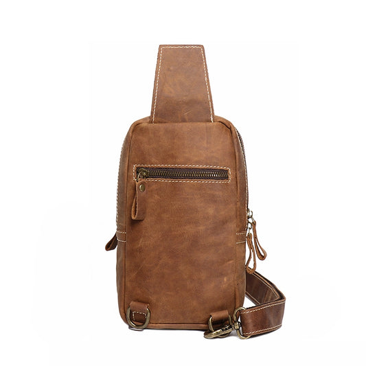 Retro Elegance Crazy Horse Leather Sling Bag