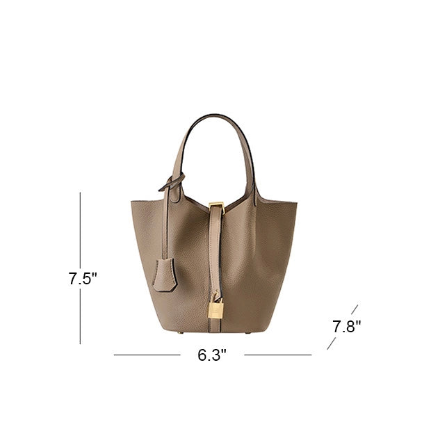 Leather Small Bucket Tote Bag