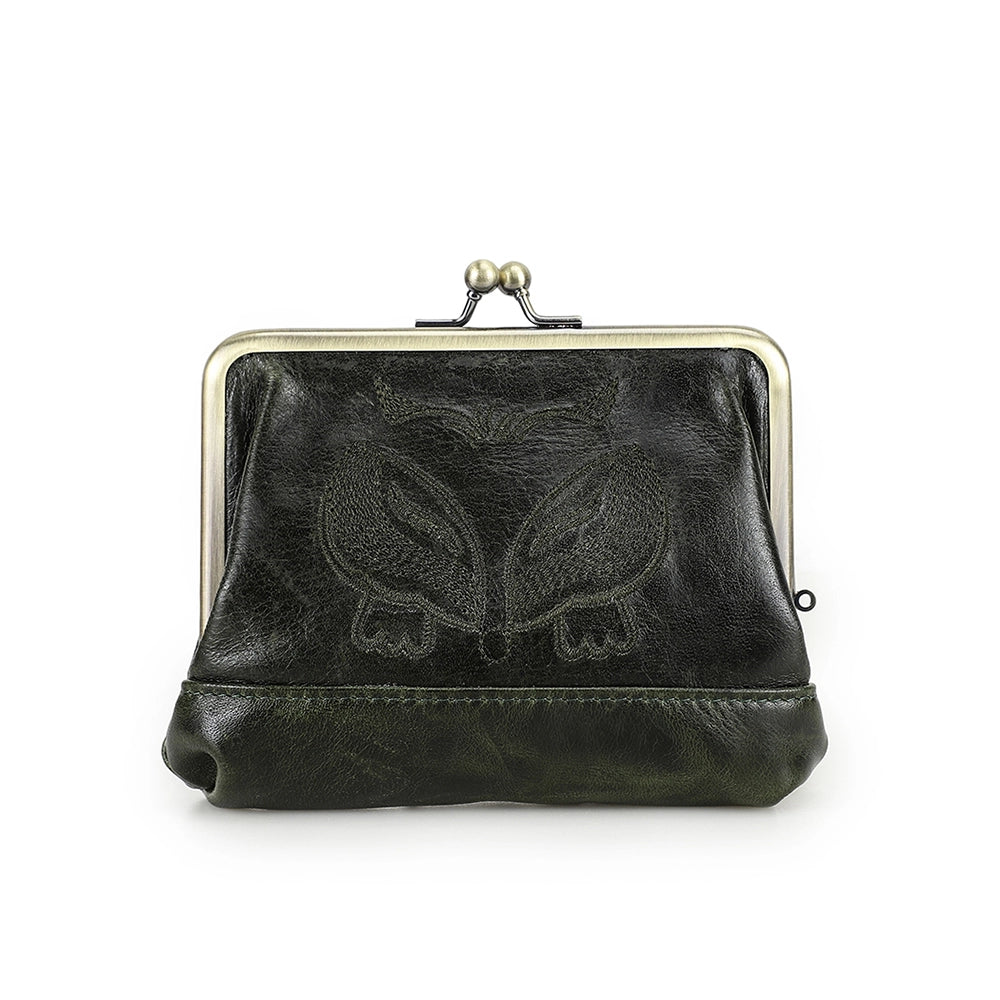 Women's Kiss Lock Leather Accordion Wallet - Free Monogram