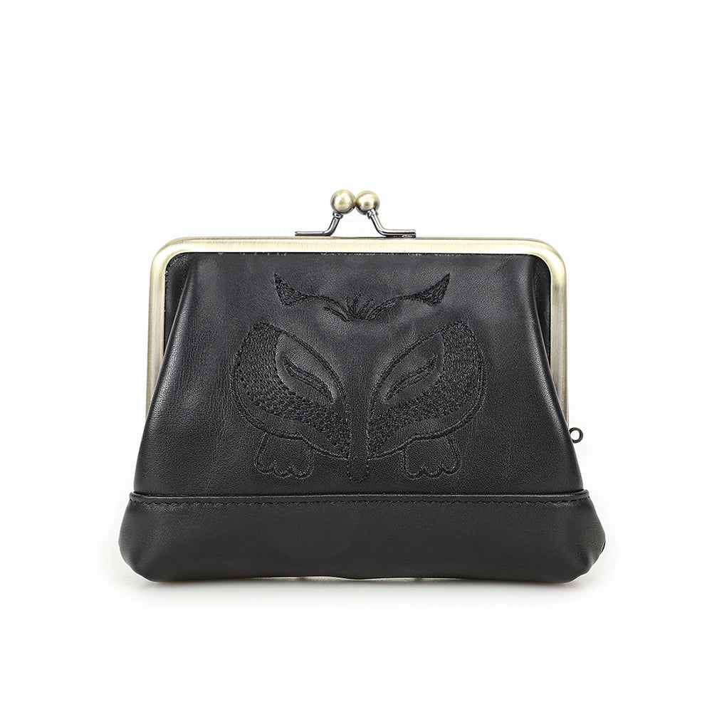 Women's Kiss Lock Leather Accordion Wallet - Free Monogram