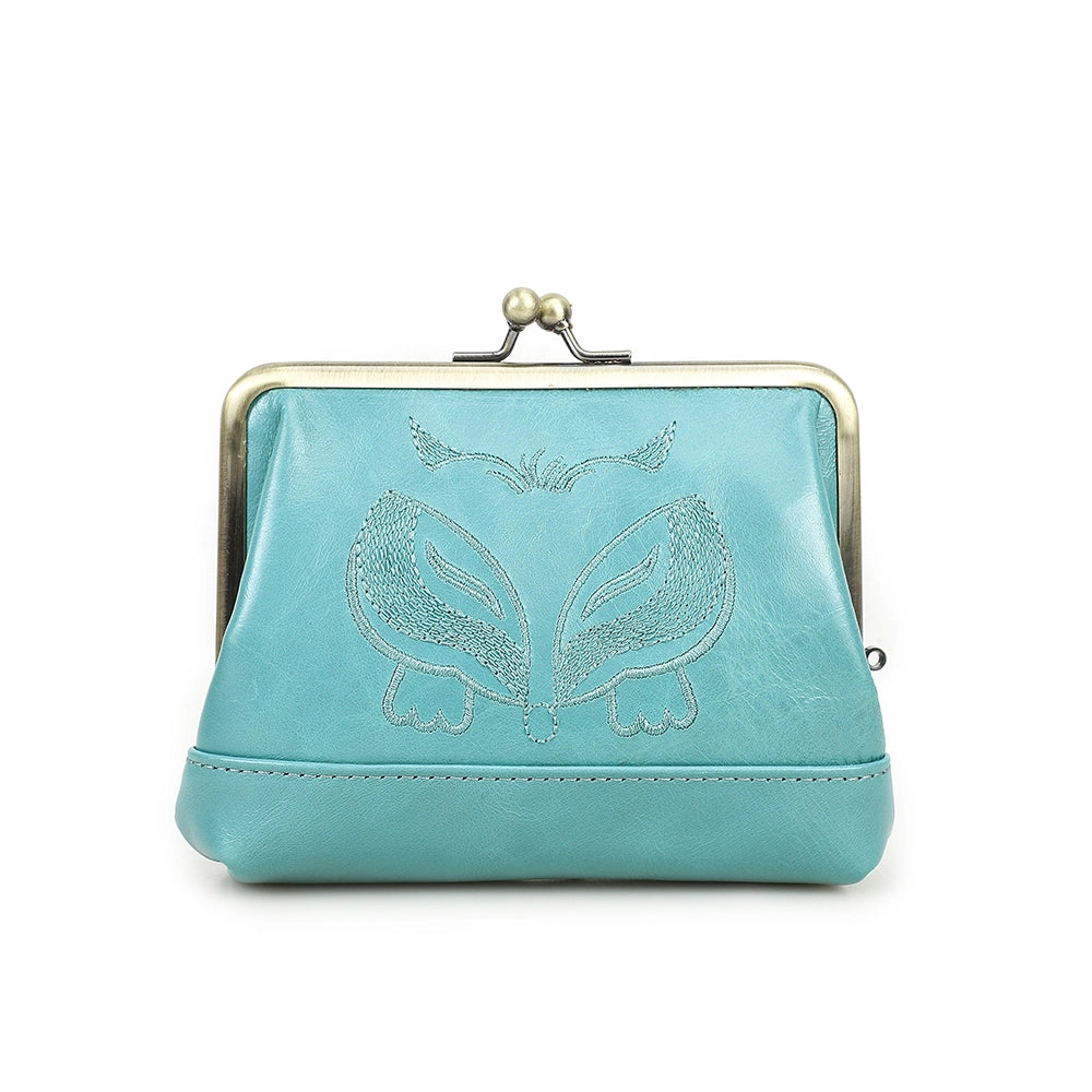 Women's Kiss Lock Leather Accordion Wallet - Free Monogram