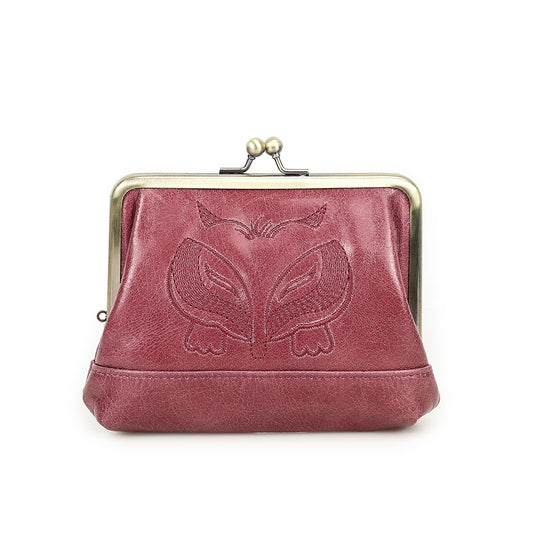 Women's Kiss Lock Leather Accordion Wallet - Free Monogram