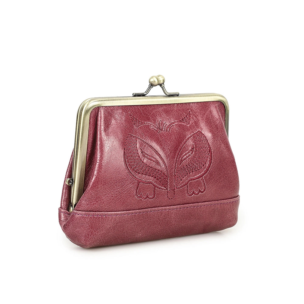 Women's Kiss Lock Leather Accordion Wallet - Free Monogram