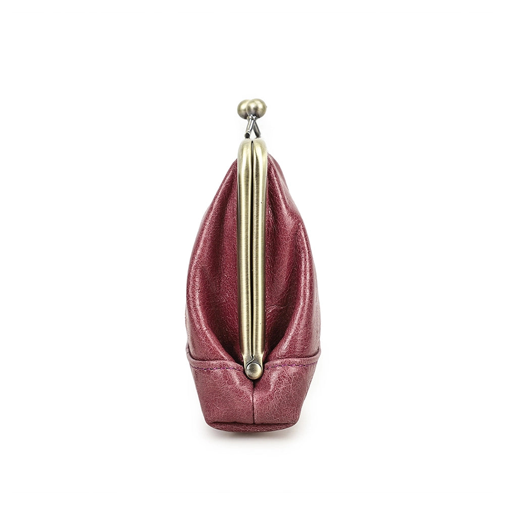 Women's Kiss Lock Leather Accordion Wallet - Free Monogram