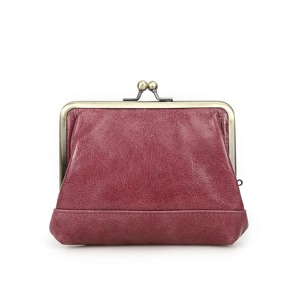 Women's Kiss Lock Leather Accordion Wallet - Free Monogram