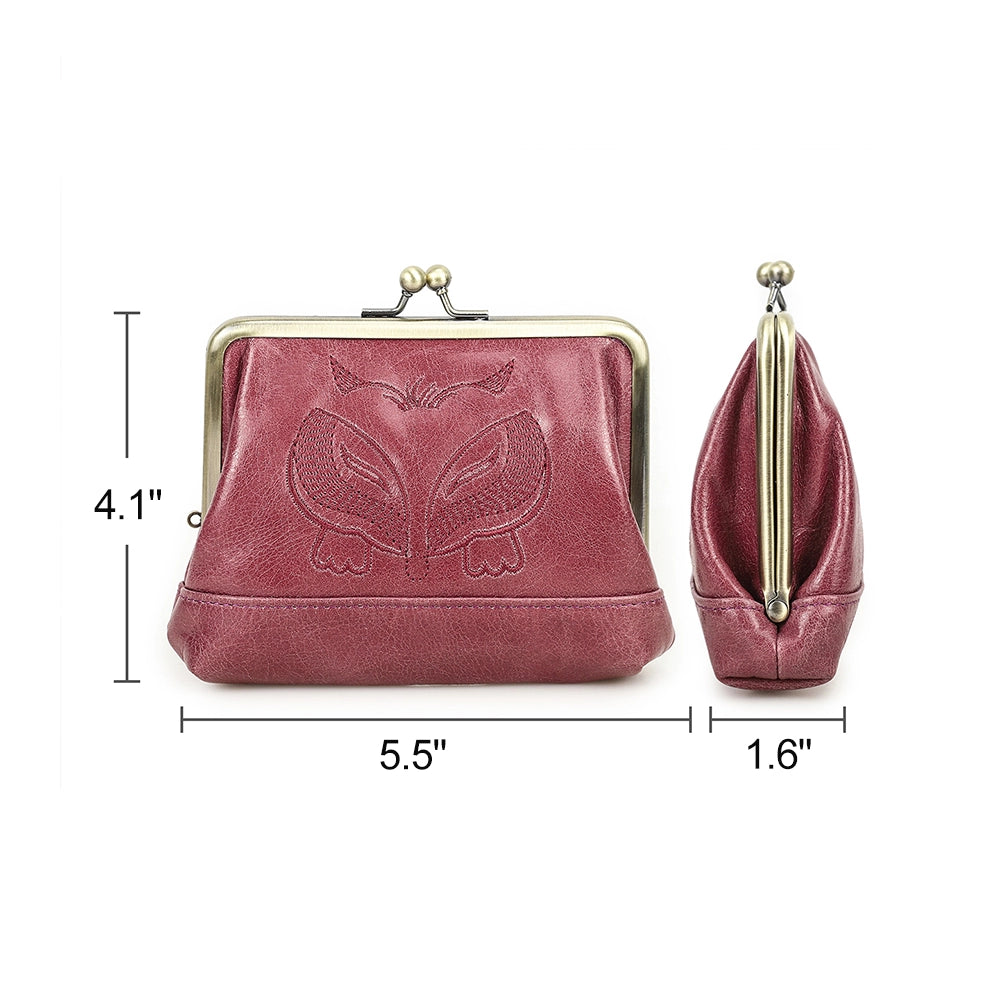 Women's Kiss Lock Leather Accordion Wallet - Free Monogram