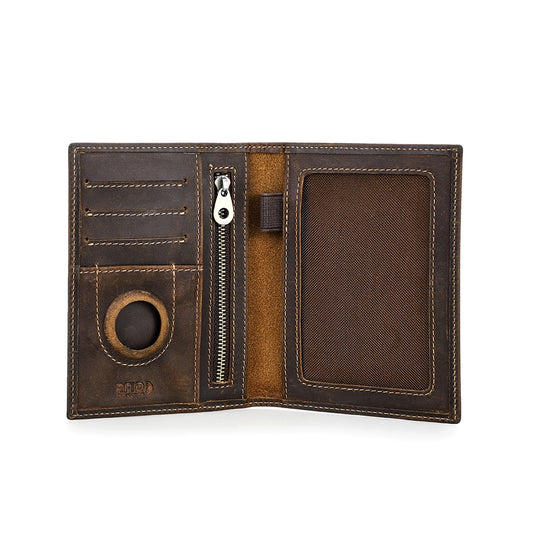 Vintage Leather AirTag Bifold Wallet with RFID Blocking
