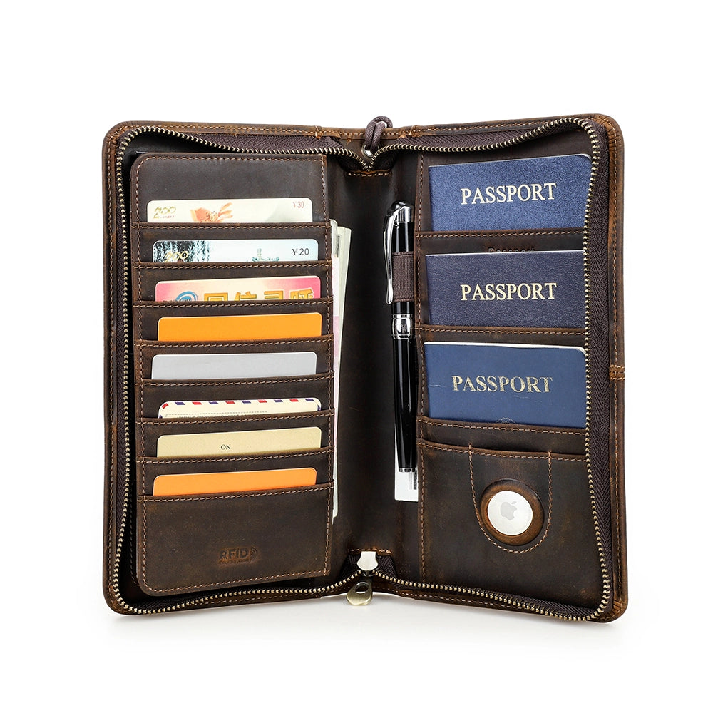 Voyager AirTag Leather Travel Wallet