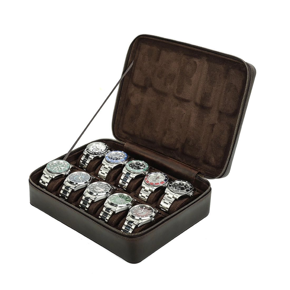 Leather Watch Box For 10 Watches - Free Monogram