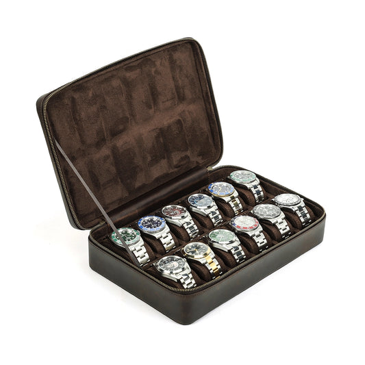 Leather Watch Box For 12 Watches - Free Monogram