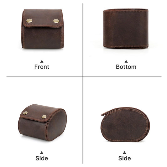 Leather Watch Travel Roll Case for 1 Watch