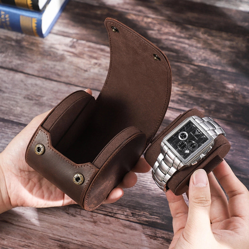 Leather Watch Travel Roll Case for 1 Watch