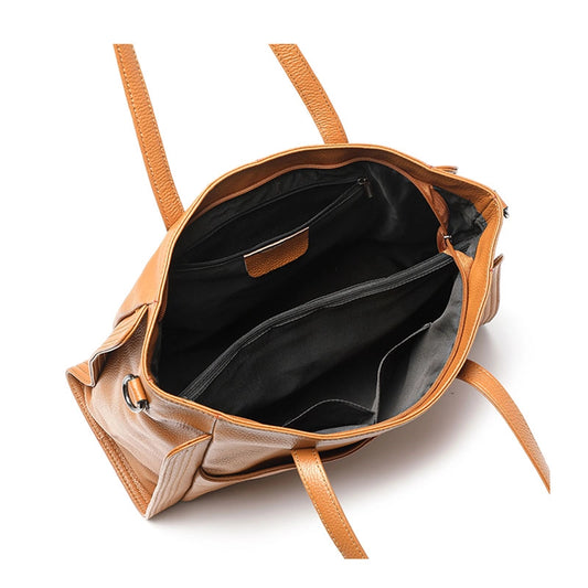 Leather Crossbody Zipper Tote Bag