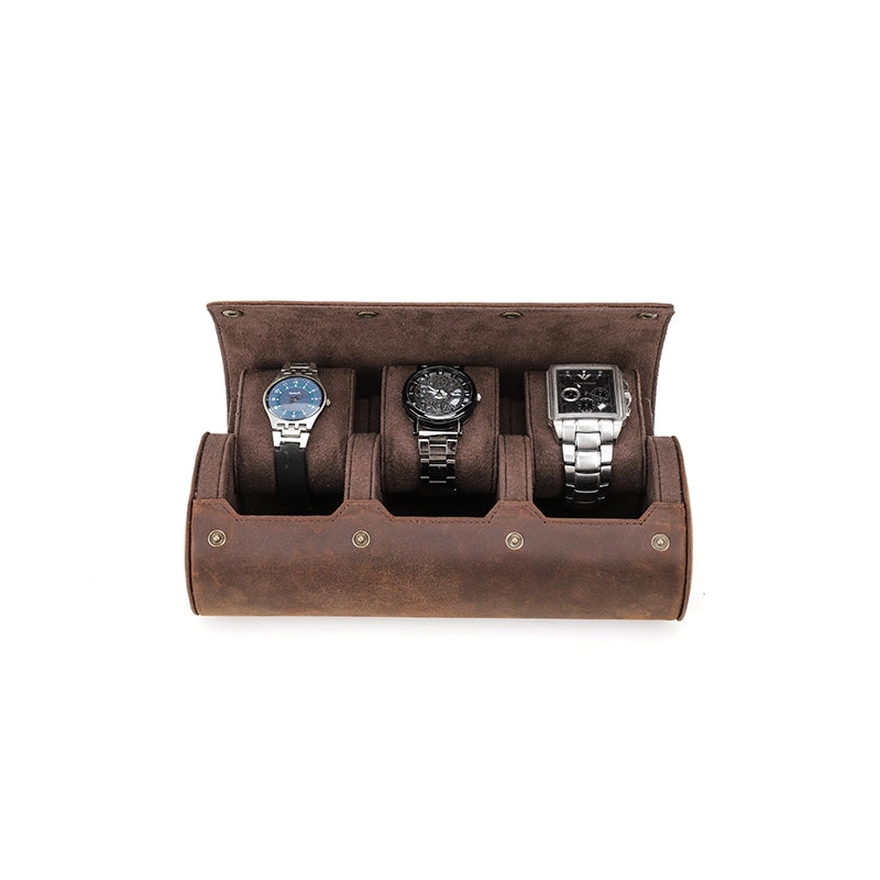 Leather Watch Travel Case For 3 Watches - Free Monogram