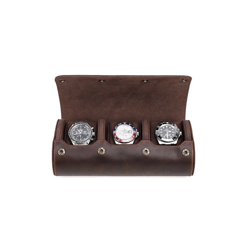 Leather Watch Travel Case For 3 Watches - Free Monogram