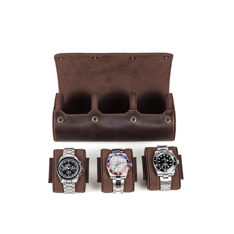 Leather Watch Travel Case For 3 Watches - Free Monogram
