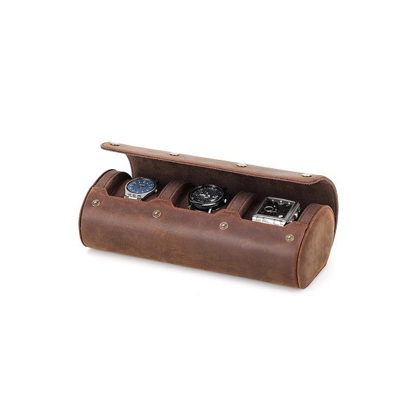 Leather Watch Travel Case For 3 Watches - Free Monogram