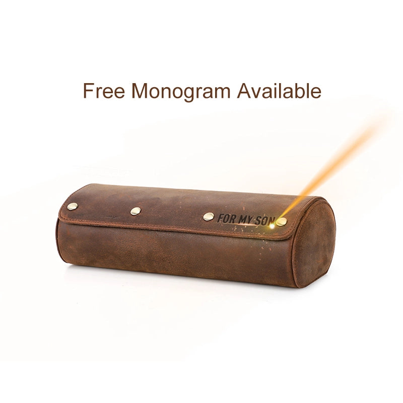 Leather Watch Travel Case For 3 Watches - Free Monogram