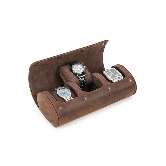 Leather Watch Travel Case For 3 Watches - Free Monogram
