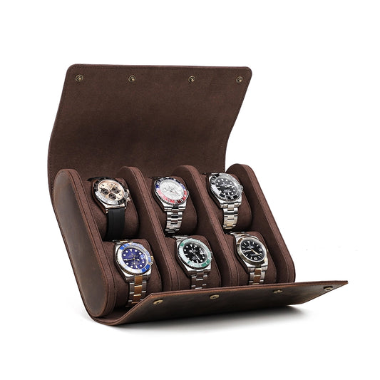 Leather Watch Case For 6 Watches - Free Monogram