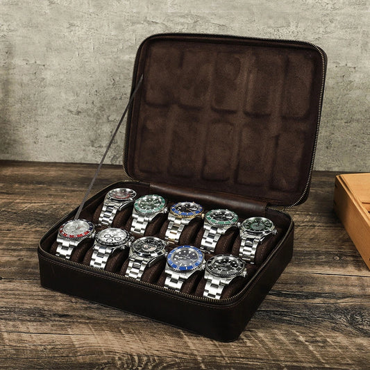 Leather Watch Box for 10 Watches - Free Monogram