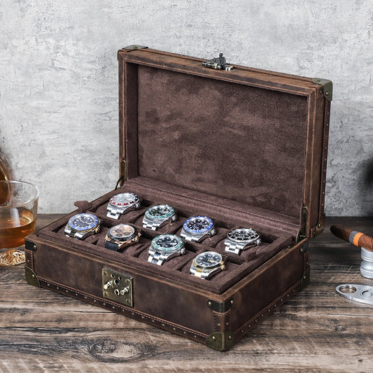 Regent Vintage Leather Watch Trunk – 8 Watch