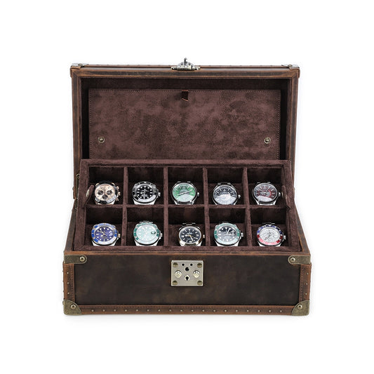 Regent Vintage Leather Watch Trunk – 10 Watch