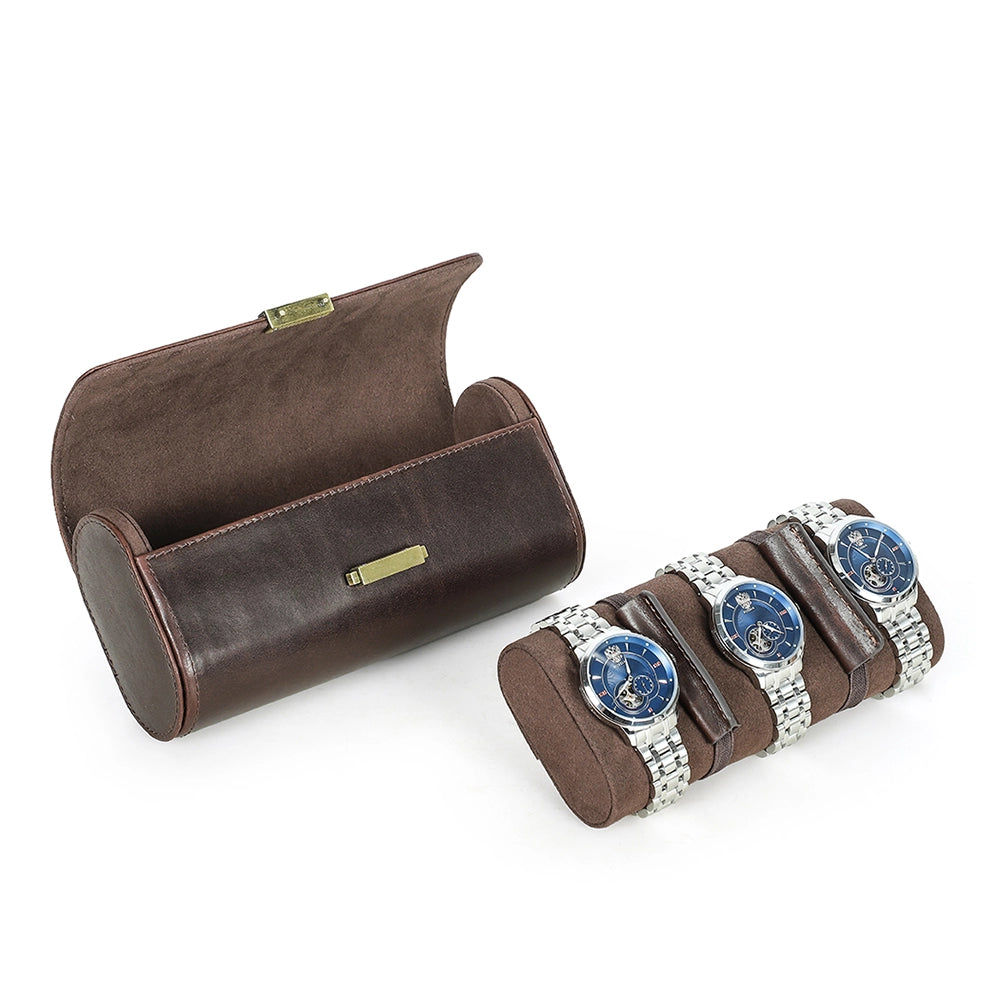 Leather Watch Case For 3 Watches - Free Monogram