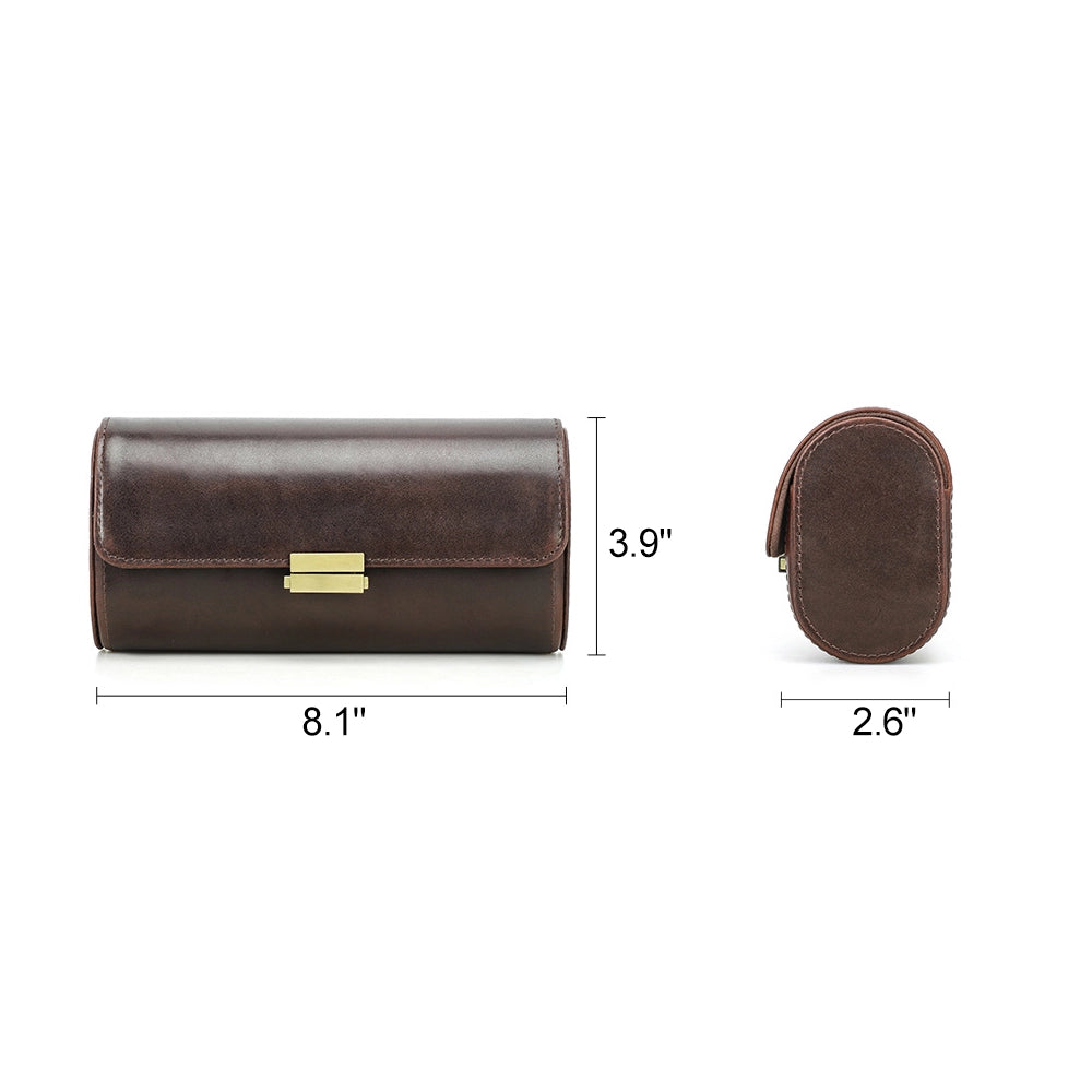 Leather Watch Case For 3 Watches - Free Monogram