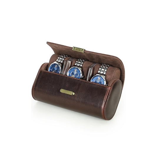 Leather Watch Case For 3 Watches - Free Monogram