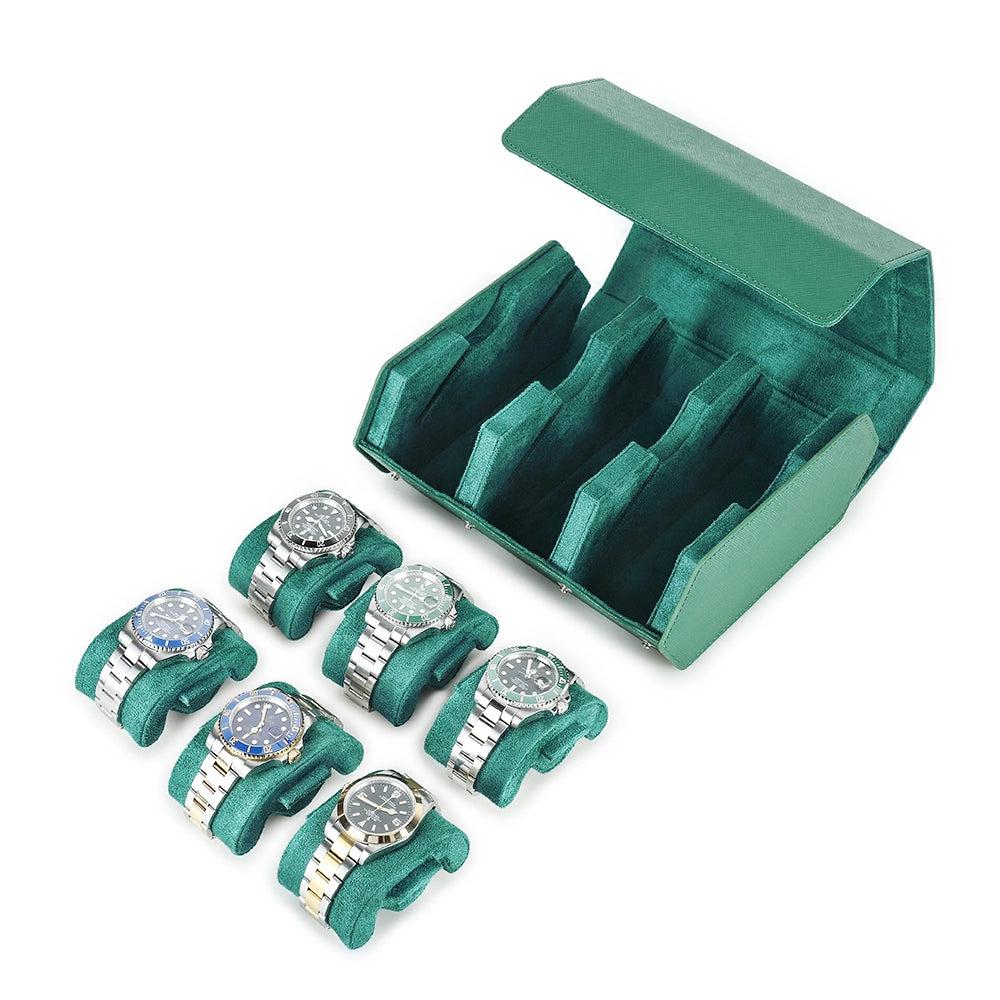 Saffiano Leather Watch Case For 6 Watches - Free Monogram