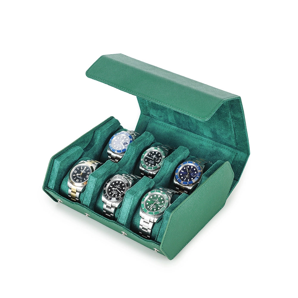 Saffiano Leather Watch Case For 6 Watches - Free Monogram