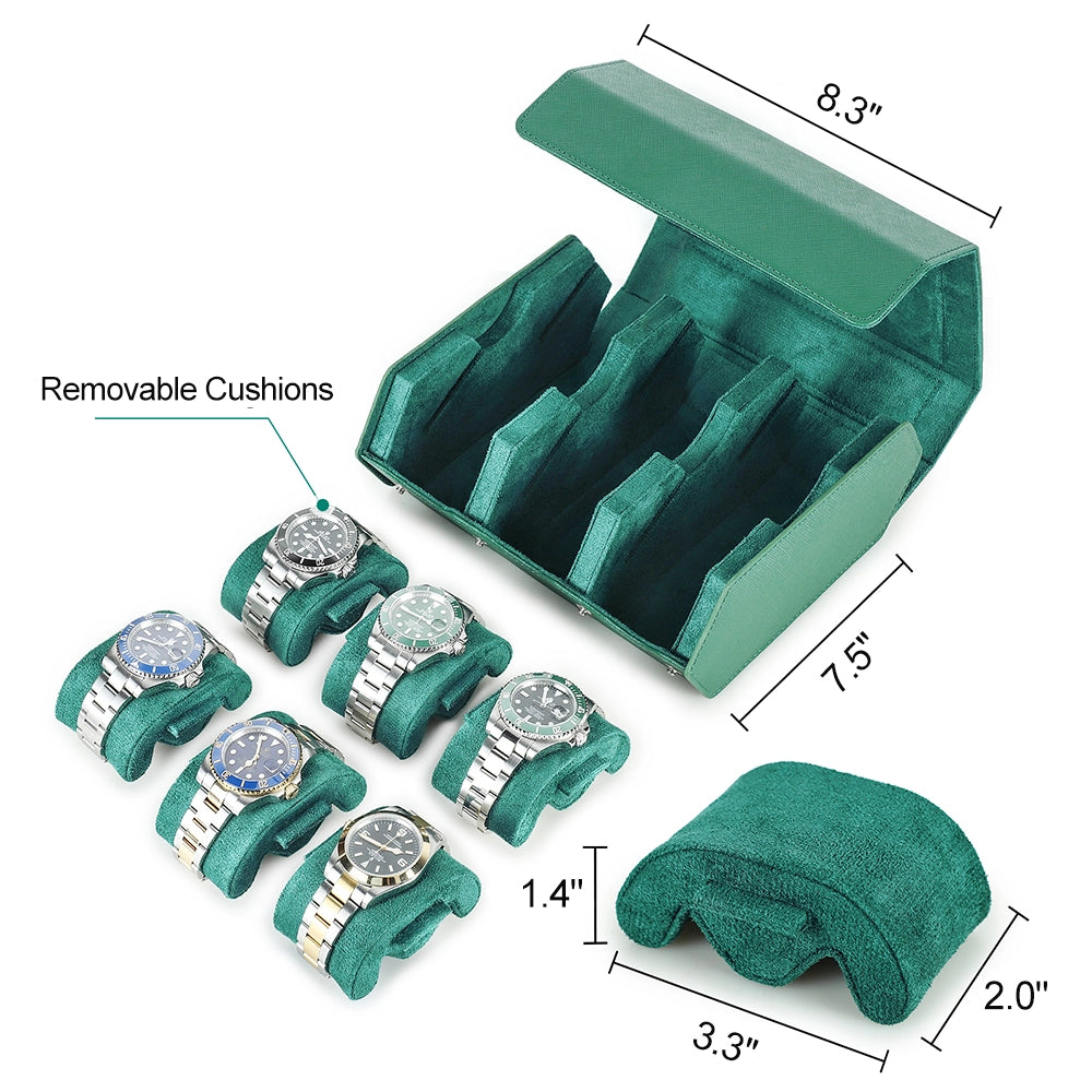 Saffiano Leather Watch Case For 6 Watches - Free Monogram