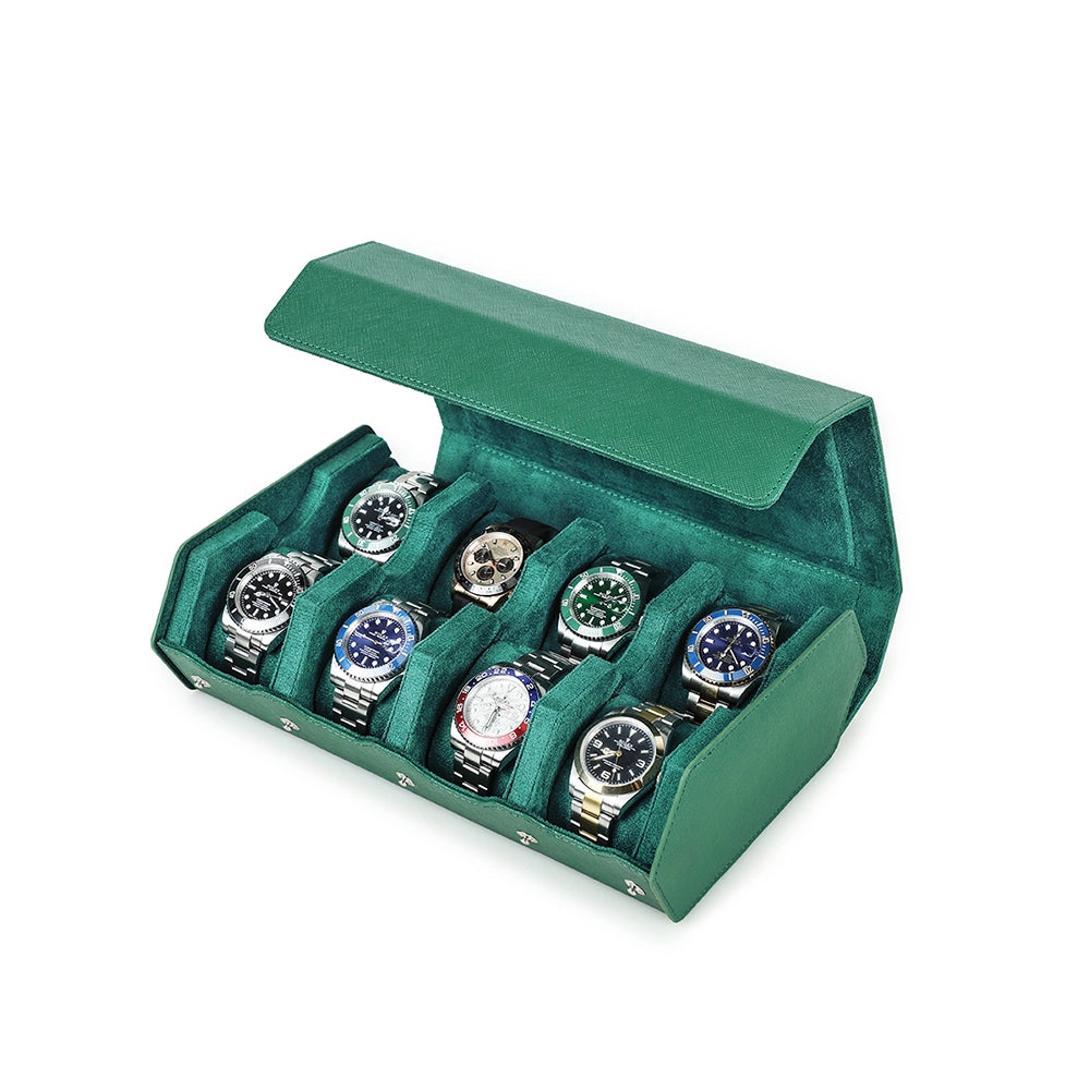 Saffiano Leather Watch Case For 8 Watches - Free Monogram
