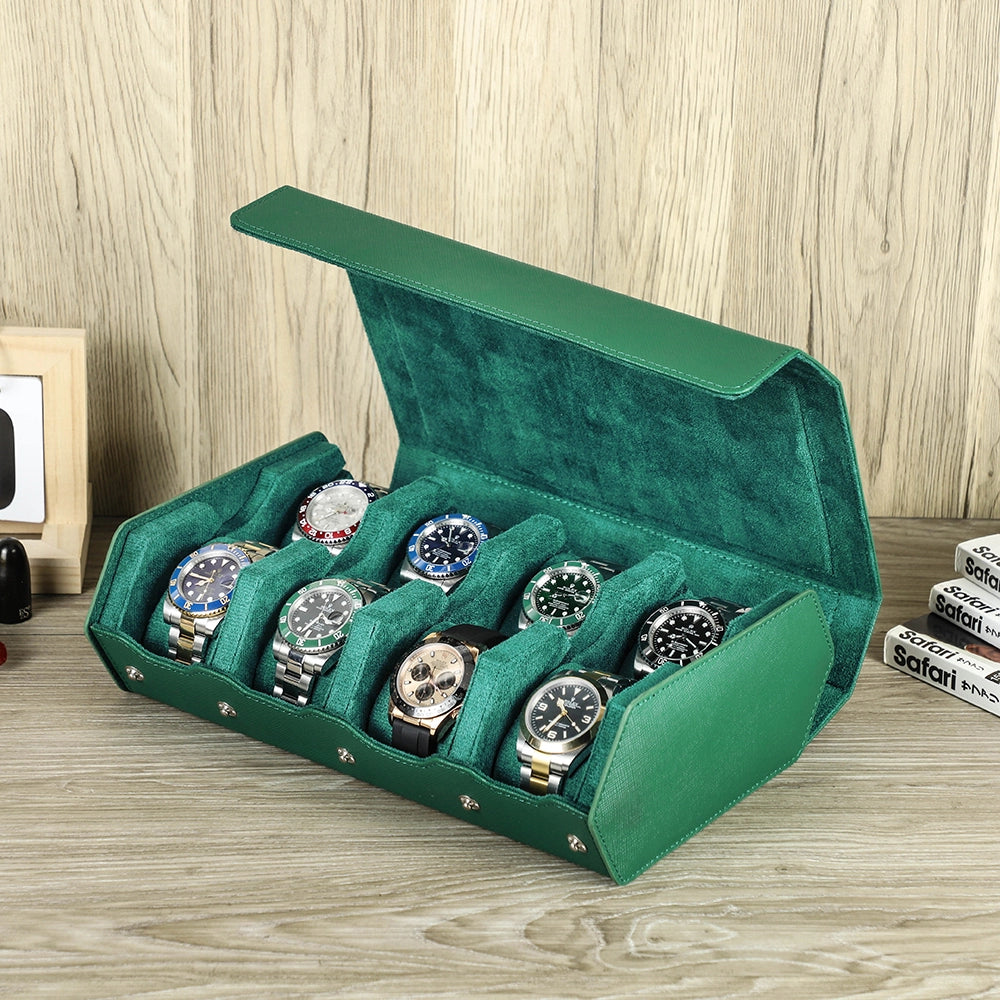 Saffiano Leather Watch Case For 8 Watches - Free Monogram