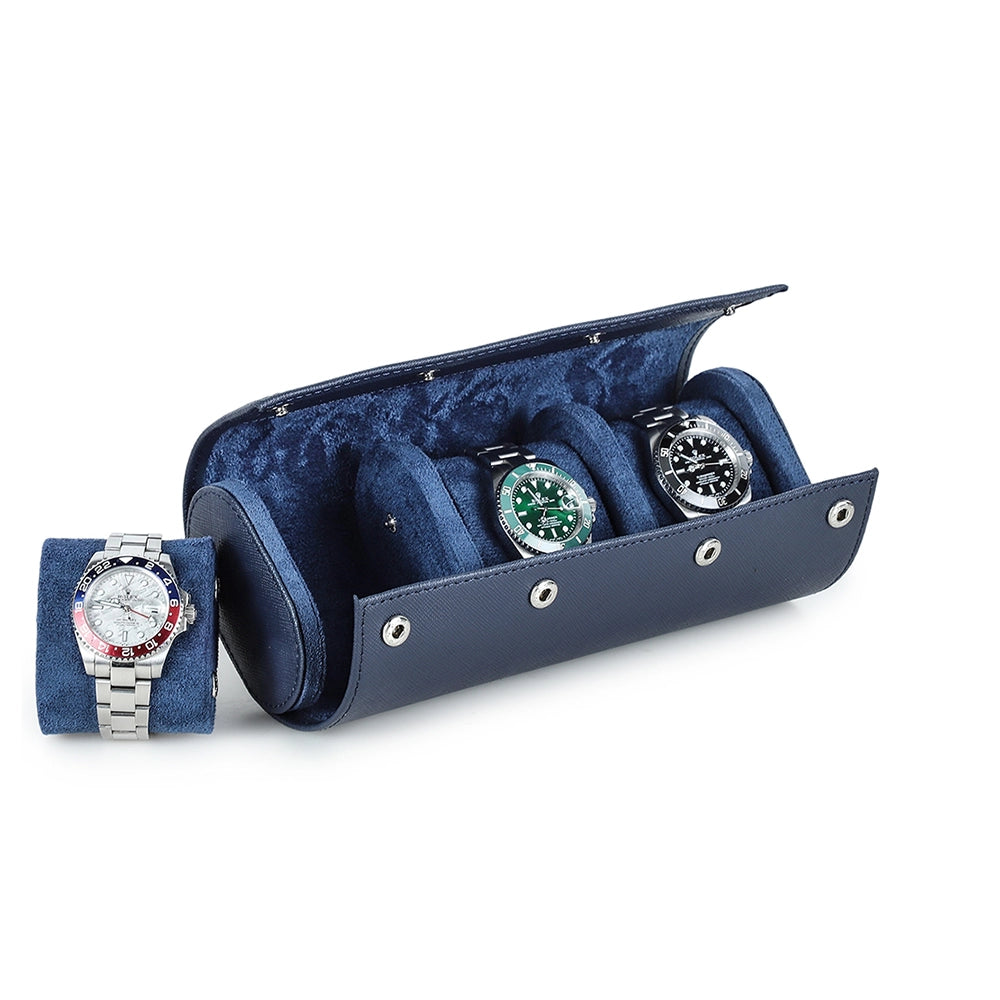 Saffiano Leather Watch Case For 3 Watches - Free Monogram