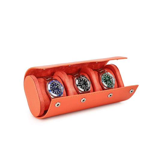 Saffiano Leather Watch Case For 3 Watches - Free Monogram