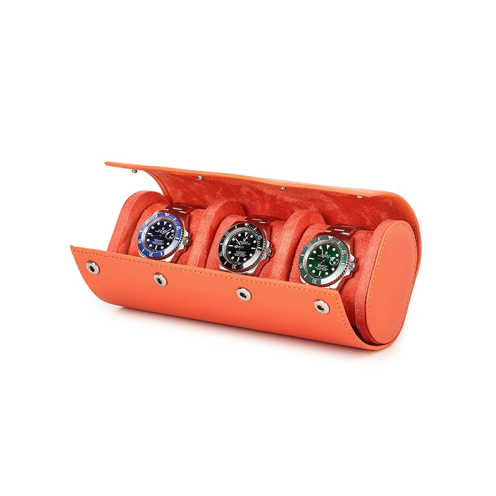 Saffiano Leather Watch Case For 3 Watches - Free Monogram