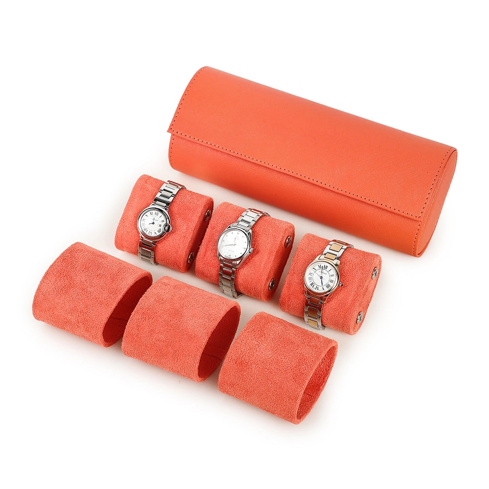 Saffiano Leather Watch Case For 3 Watches - Free Monogram