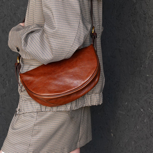 Vegetable Tanned Leather Crossbody Sling Bag
