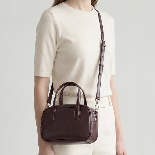 Women's Leather Compact Dome Satchel