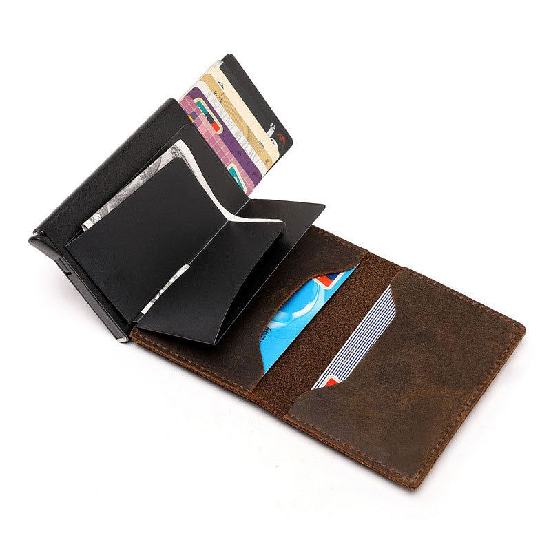 Men's Airtag Leather Wallet RFID Blocking