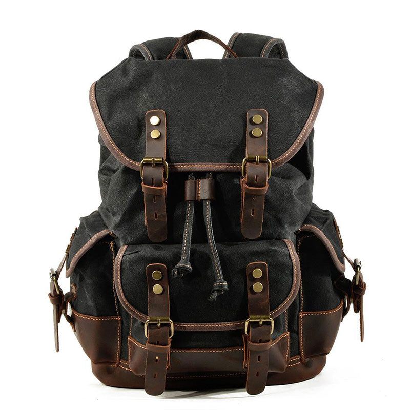 black waxed canvas backpack