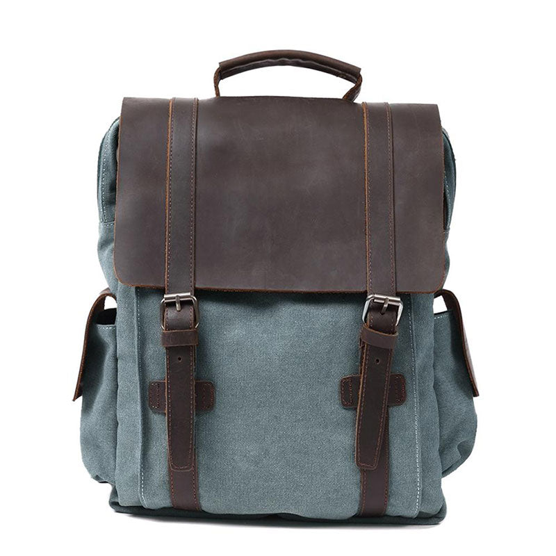 blue women's canvas backpack purse
