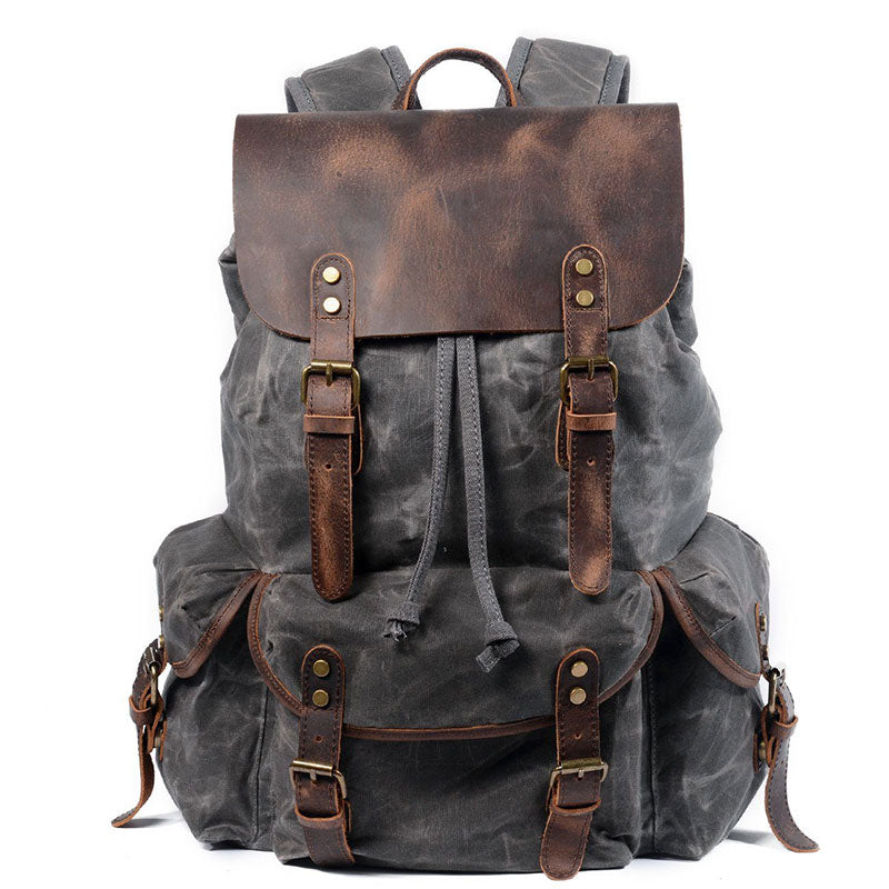 Waxed Canvas Backpack for Men and Women Waterproof Drawstring