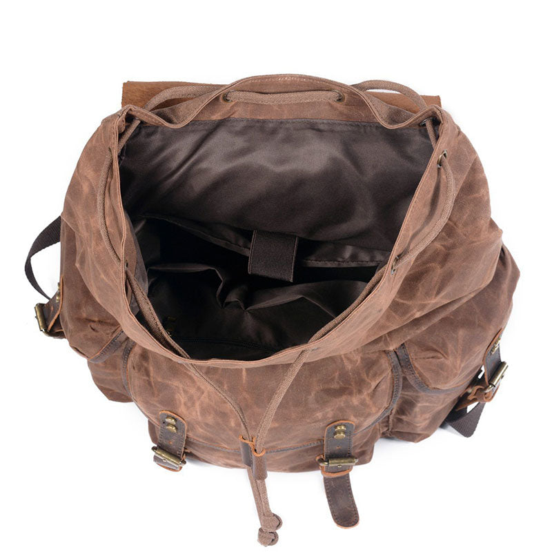 Waxed Canvas Waterproof Drawstring Backpack