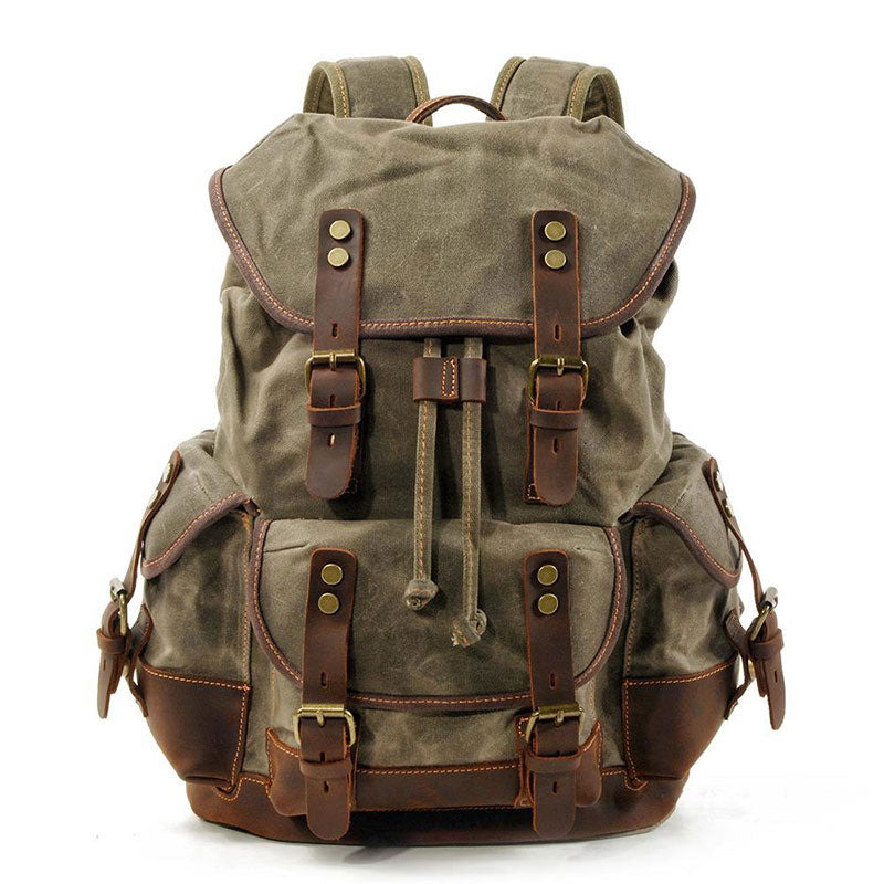 green waxed canvas backpack