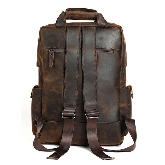 Men's Vintage Crazy Horse Leather Backpack