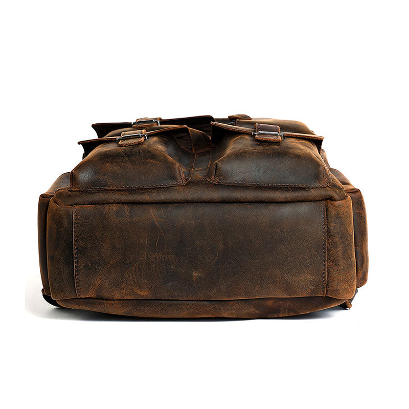 Vintage Men's Leather Backpack With Plenty Pockets Vintage Men's Leather Backpack With Plenty Pockets